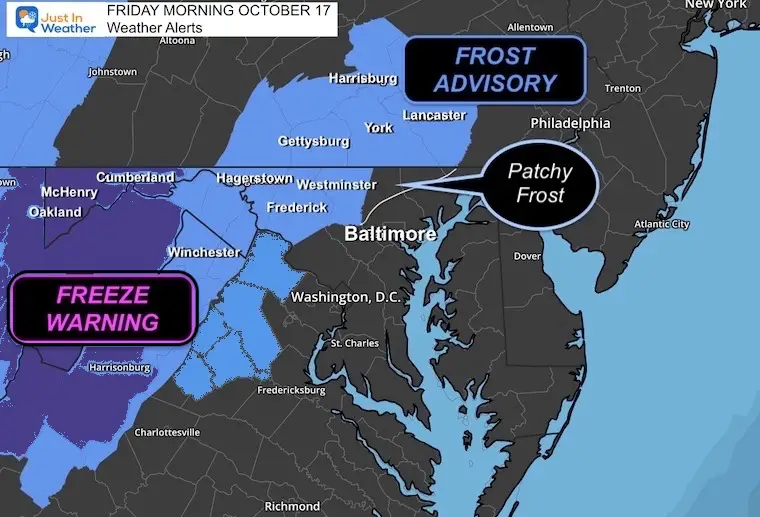 October 17 Frost Advisory Freeze Warning