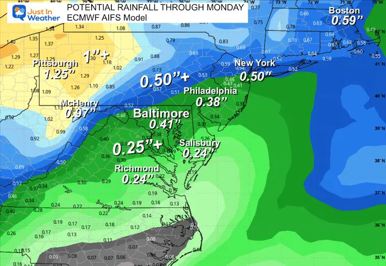 October 17 weather forecast rain total ECMWF AI