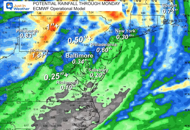 October 17 weather forecast rain total ECMWF Operational