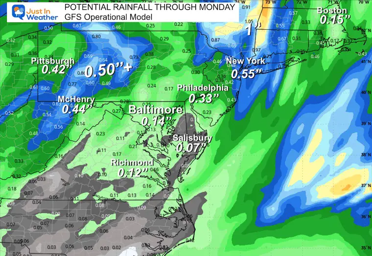 ScreenshotOctober 17 weather forecast rain total GFS Operational