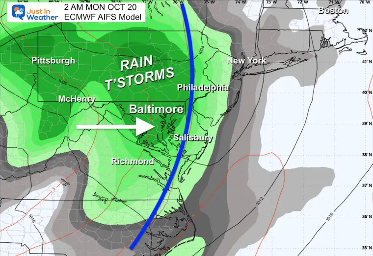 October 17 weather forecast rain storm Monday early morning