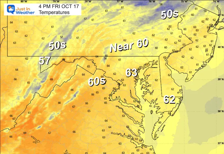 ScreenshotOctober 17 temperatures Friday afternoon