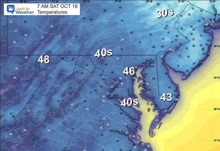 ScreenshotOctober 17 temperatures Saturday morning