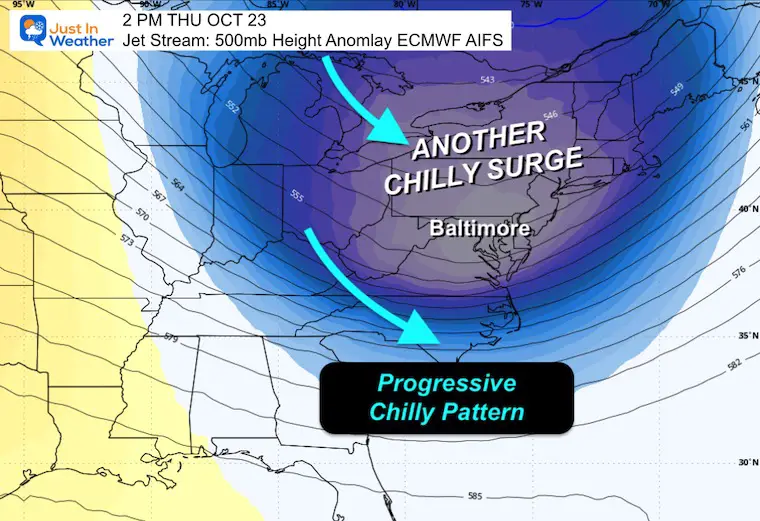 October 18 weather jet stream forecast Thursday