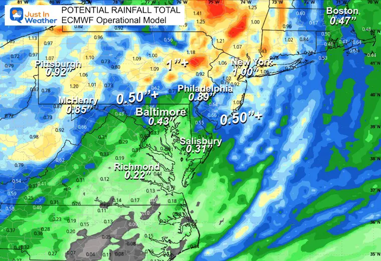 October 18 weather forecast rainfall ECMWF Operational