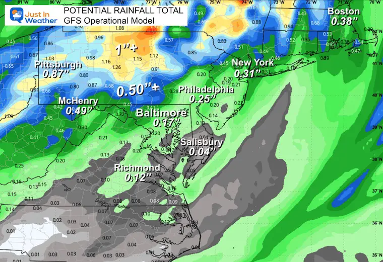October 18 weather forecast rainfall GFS