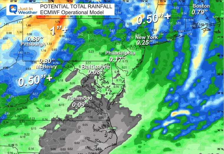 October 19 weather forecast rain total ECMWF Traditional