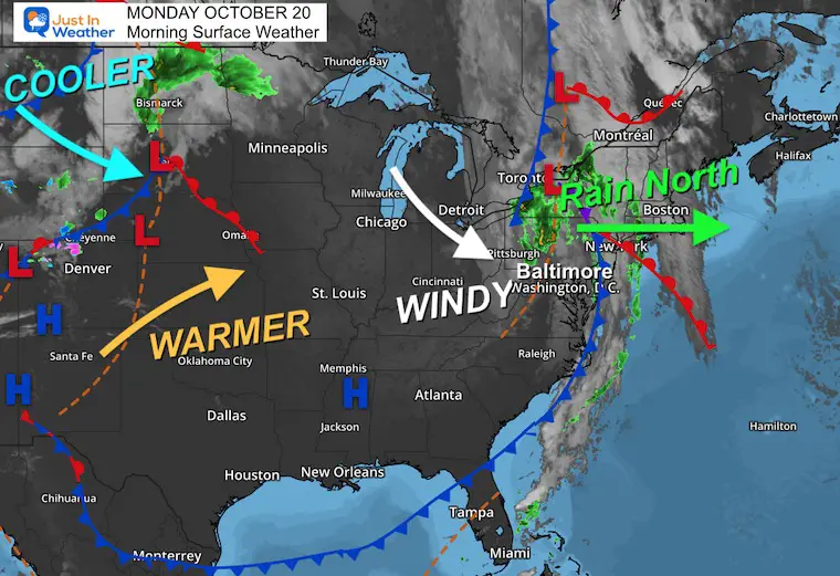 October 20 weather Monday morning