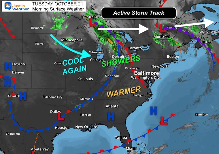 October 21 weather Tuesday morning