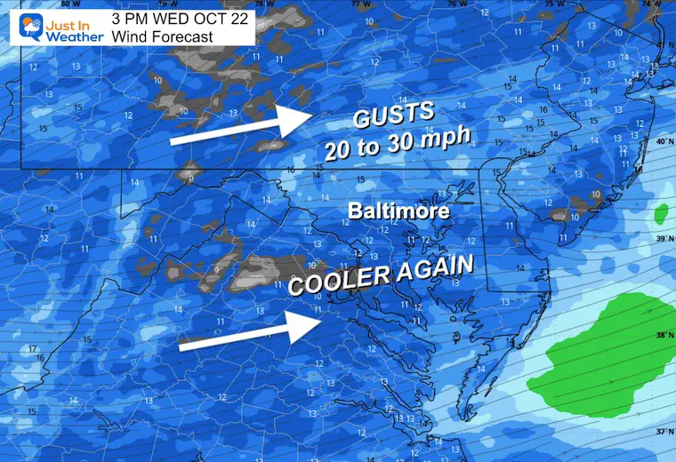 October 21 weather wind Wednesday afternoon 