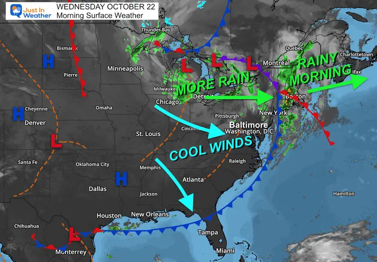 October 22 weather Wednesday morning