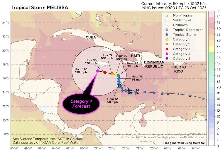 October 23 weather tropical storm Melissa National Hurricane Center