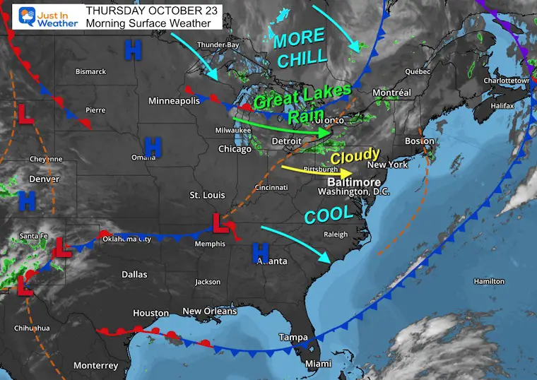 October 23 weather Thursday morning