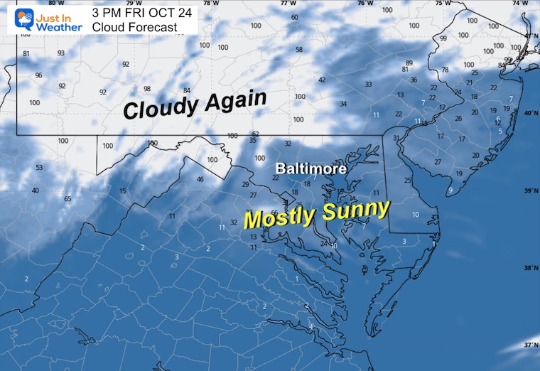 October 24 weather cloud forecast Friday afternoon