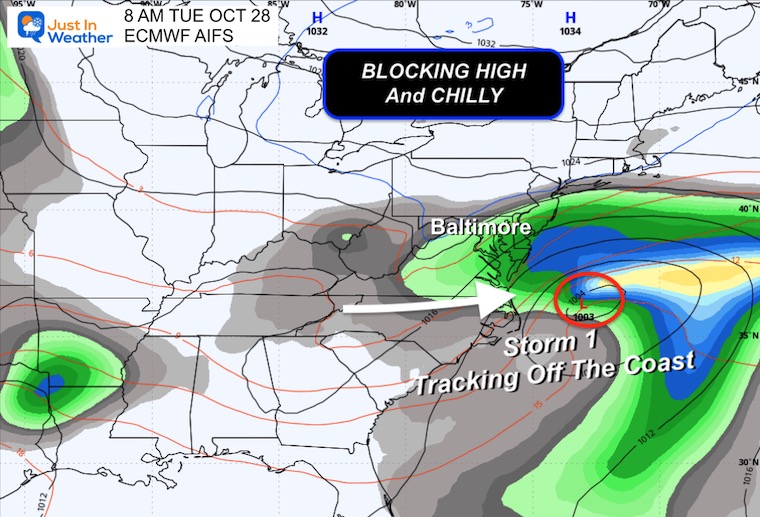 October 24 weather storm forecast Tuesday