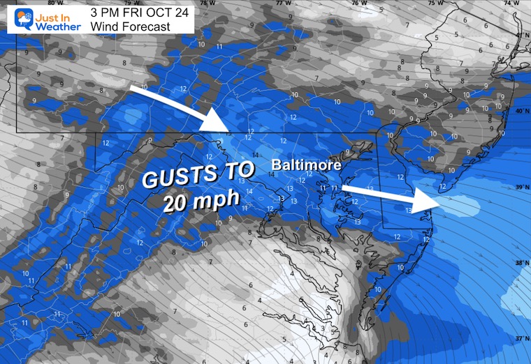 October 24 weather wind forecast Friday afternoon