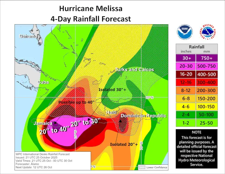 October 25 hurricane Melissa Rainfall National Hurricane Center