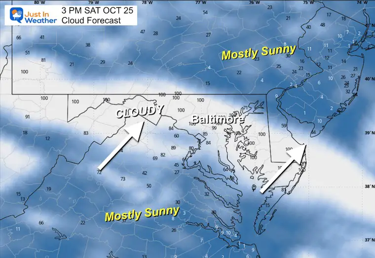 October 25 weather cloud forecast Saturday afternoon