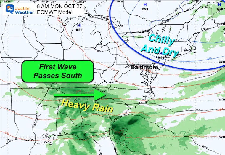 October 25 weather storm forecast Monday