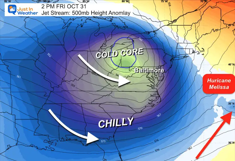 October 26 weather jet stream Halloween Friday