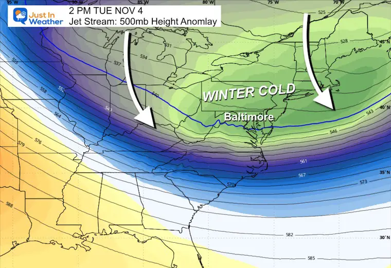 October 26 weather jet stream forecast next Tuesday