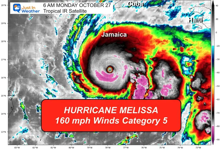 October 27 Hurricane Melissa Satellite Monday Morning Category 5