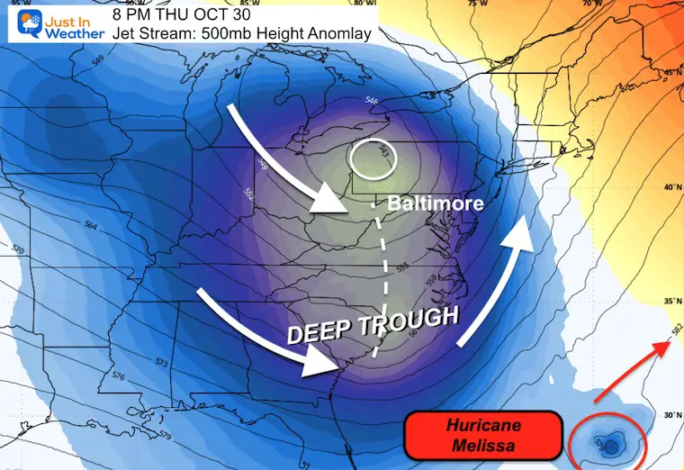 October 27 weather jet stream Thursday night