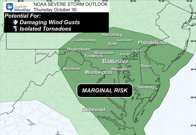 NOAA Severe Storm Risk Thursday October 30