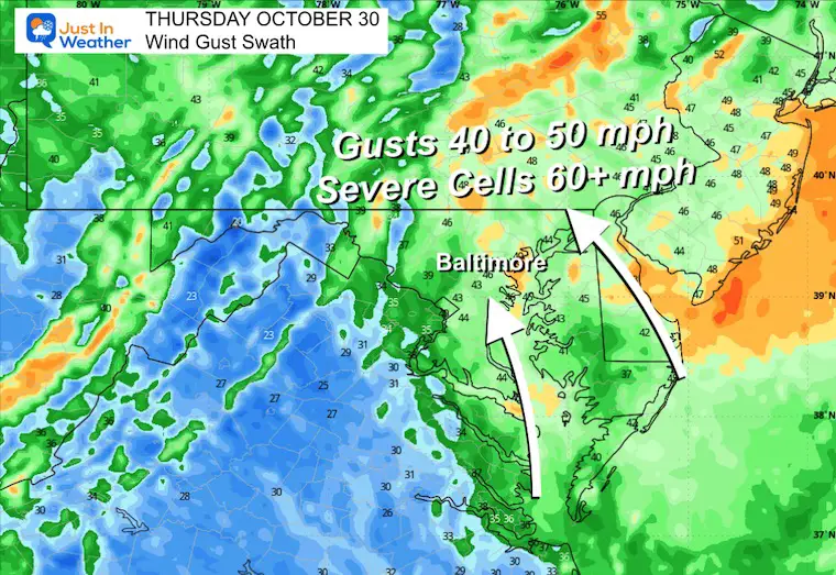October 29 weather storm wind gusts Thursday