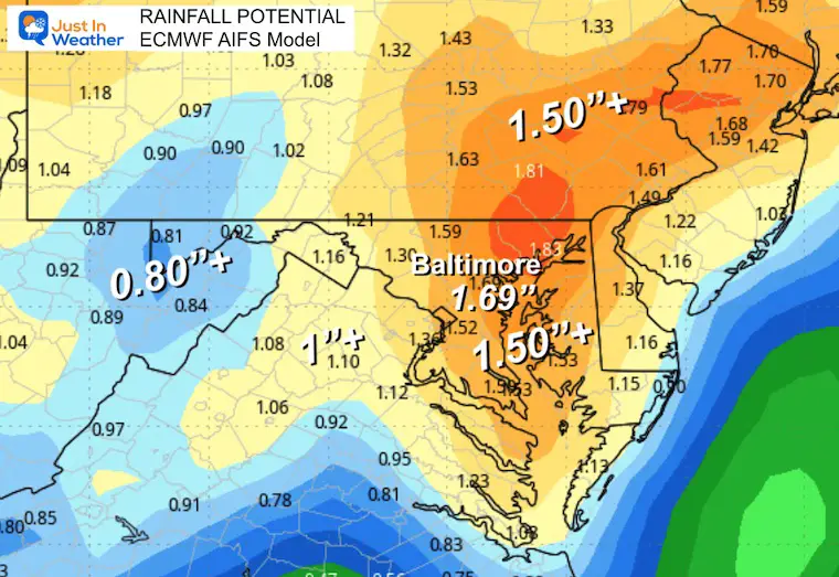 October 29 storm rain total ECMWF AIFS
