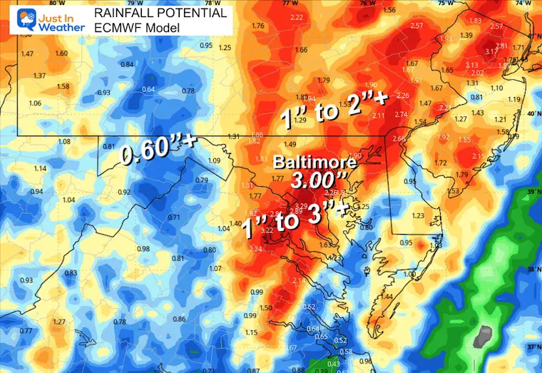 October 29 storm rain total ECMWF Operational