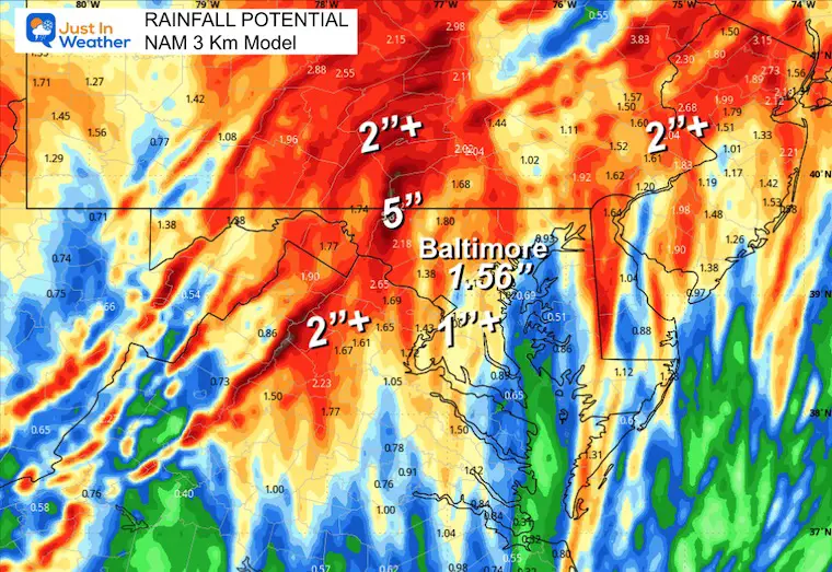 October 29 storm rain total NAM 3Km