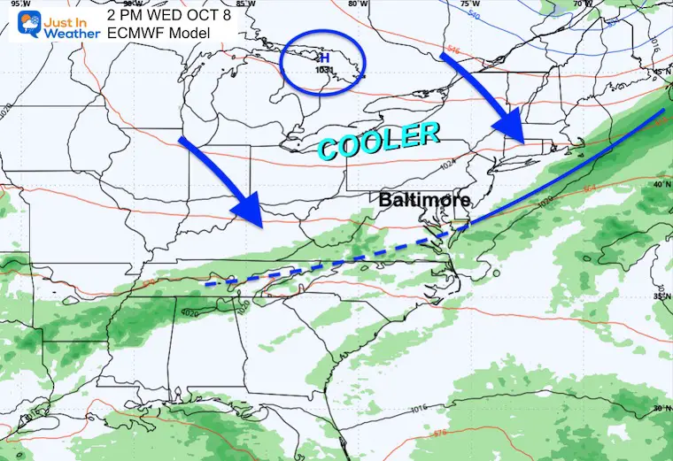 October 3 weather Wednesday Showers Cooler