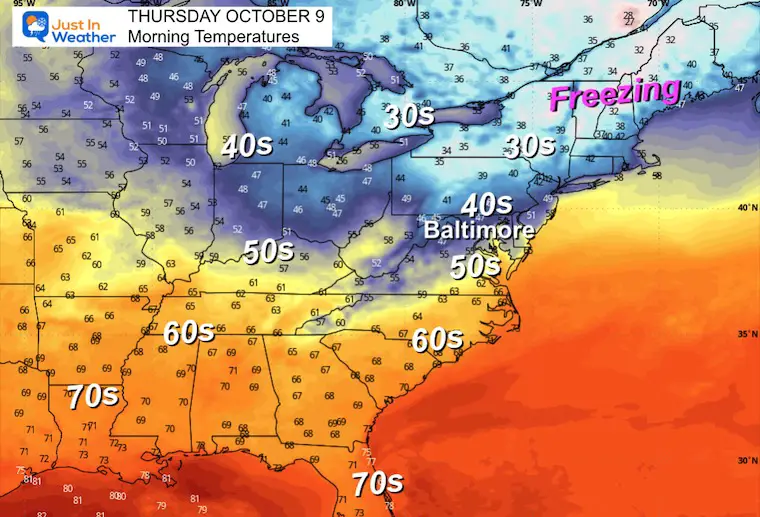 October 3 weather temperatures cold next week