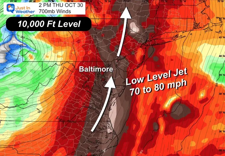 October 30 weather forecast jet stream storm Thursday afternoon
