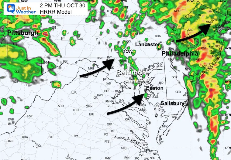 October 30 weather rain forecast radar Thursday afternoon