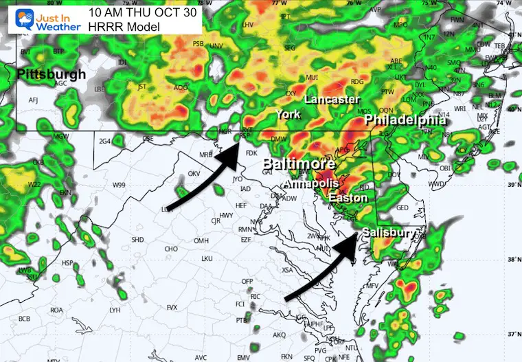 October 30 weather rain forecast radar Thursday morning