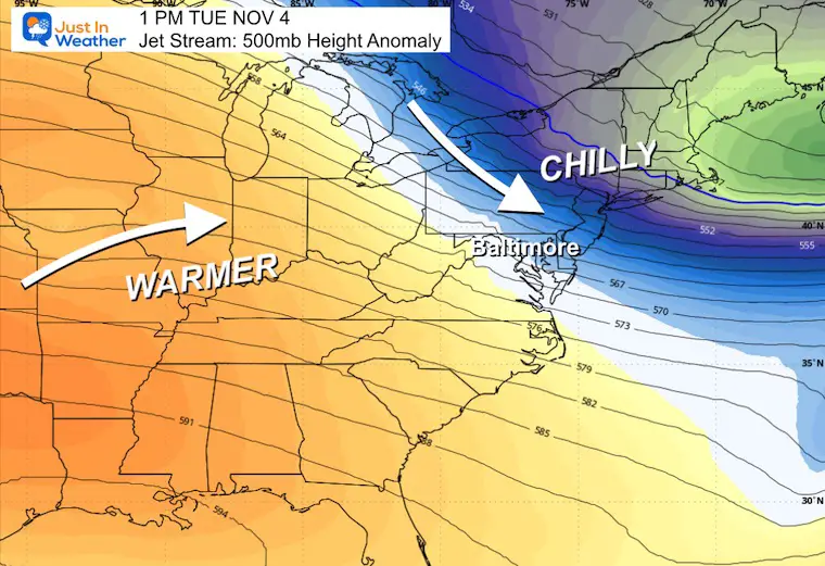 October 31 weather jet stream Election Day Tuesday