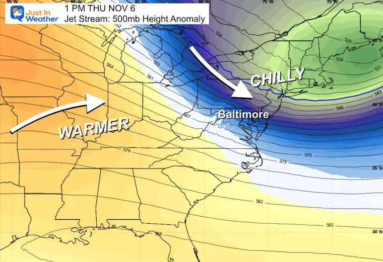 October 31 weather jet stream forecast next Thursday
