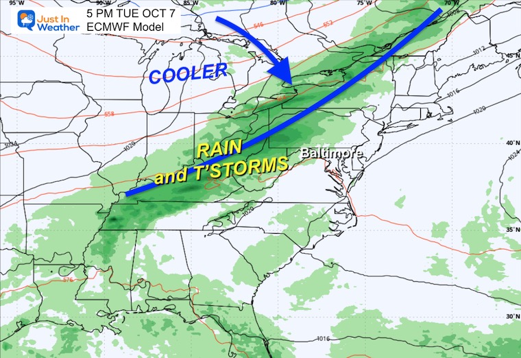 October 4 rain forecast Tuesday evening