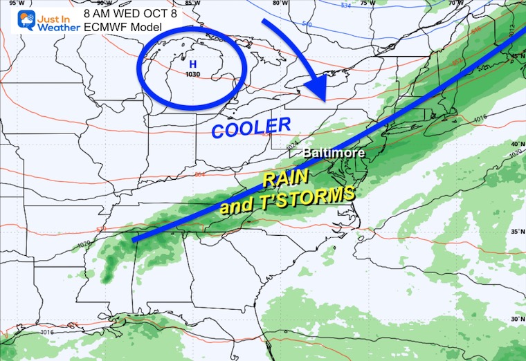 October 4 rain forecast Wednesday morning
