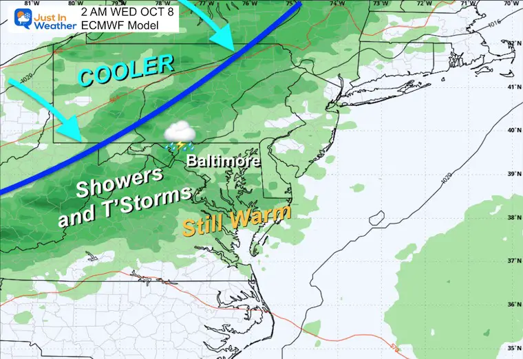 October 5 weather forecast rain storm overnight Wednesday morning