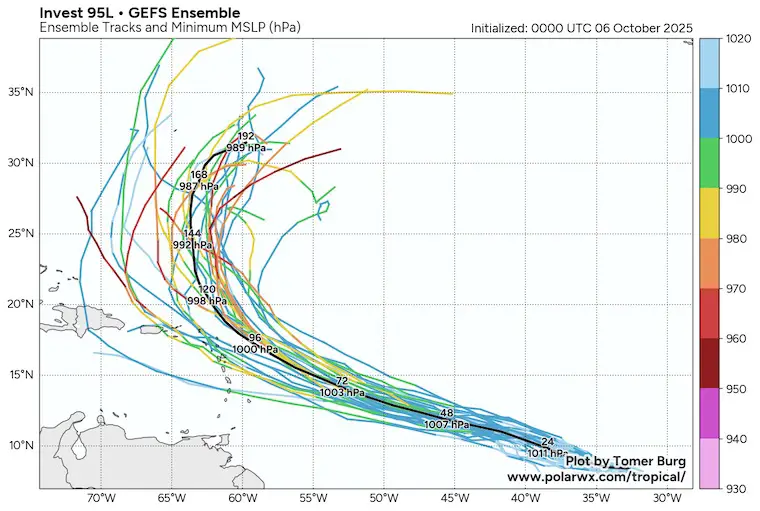 October 6 weather tropical Atlantic outlook Invest 95L Forecast