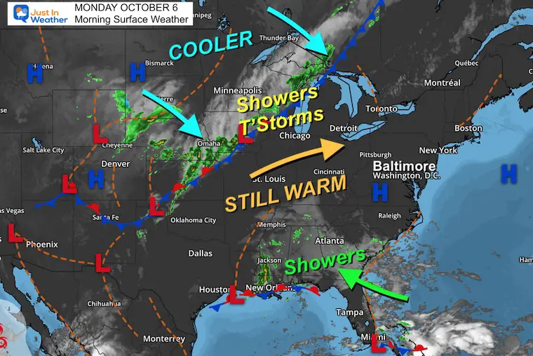 October 6 weather Monday morning