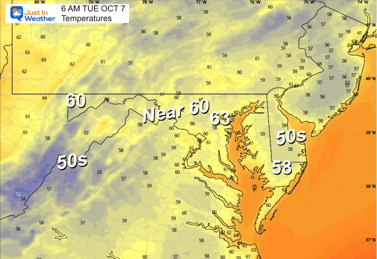 Ocean 7 weather temperatures Tuesday morning
