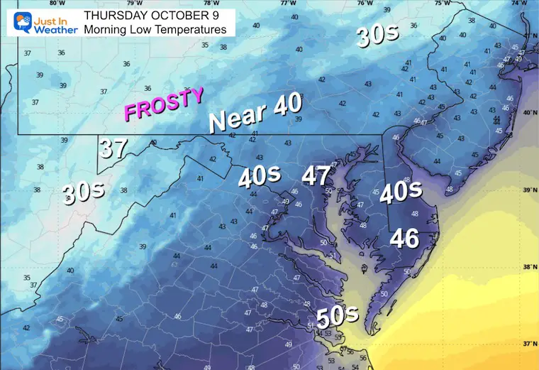 ScreenshotOctober 7 weather temperatures Thursday morning