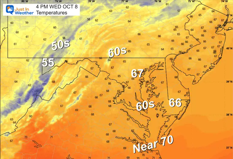 ScreenshotOctober 7 weather temperatures Wednesday afternoon
