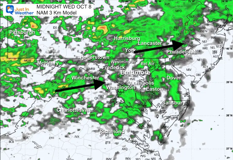 ScreenshotOctober 7 weather rain forecast radar Tuesday night