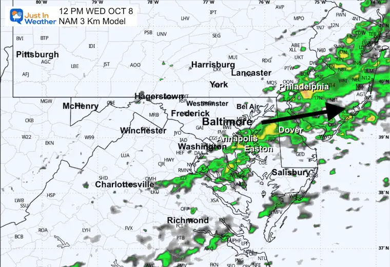 ScreenshotOctober 7 weather rain forecast radar Wednesday noon
