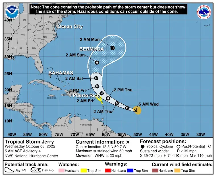October 8 Tropical Storm Jerry forecast NHC